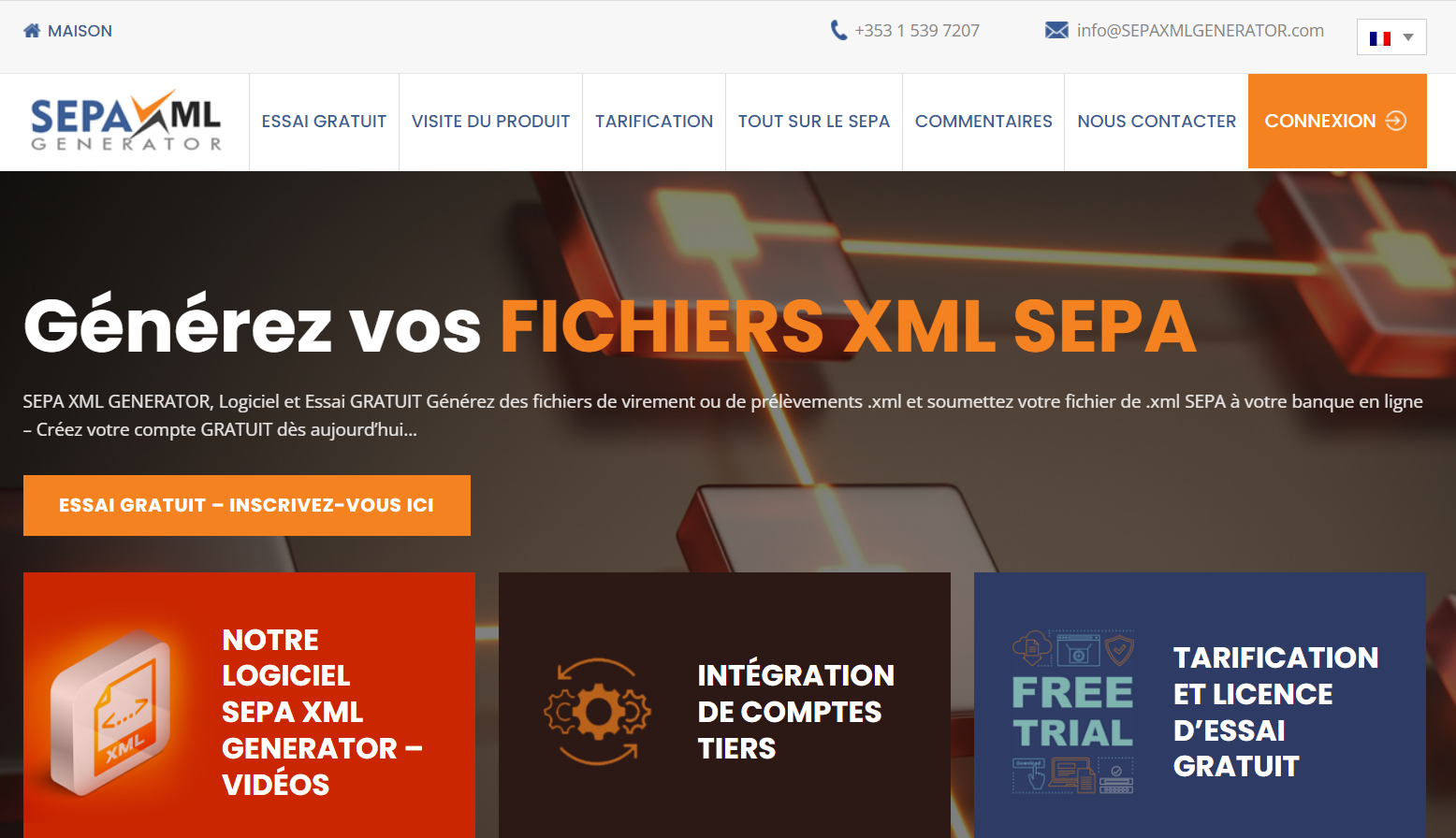 La página web del GENERADOR XML SEPA está ahora en francés