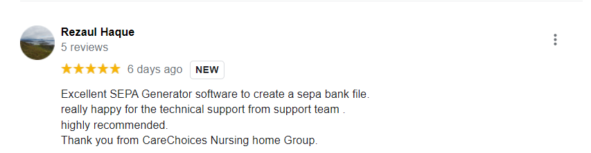 CareChoices Nursing Home Group - SEPA XML GENERATOR Recensione a 5 stelle