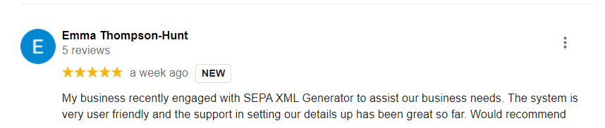 Community Finance Ireland - SEPA XML GENERATOR Valoración de 5 estrellas