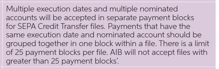 SEPA xml Multiple Distribution Accounts - AIB