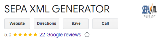 5 estrelas no Google Reviews - SEPA XML GENERATOR