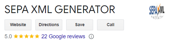 5 étoiles dans Google Reviews - SEPA XML GENERATOR