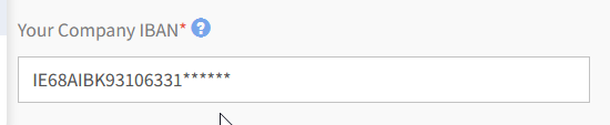 Sensitive Bank Information is hidden with the final numbers of company IBAN hidden from view