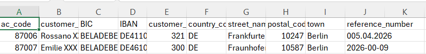 Convert csv file to SEPA xml