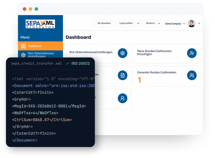 SEPA XML Dashboard Preview