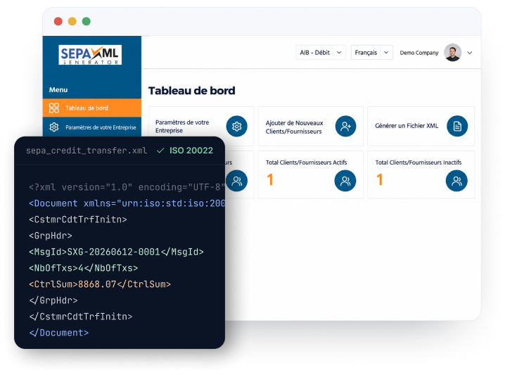 SEPA XML Dashboard Preview